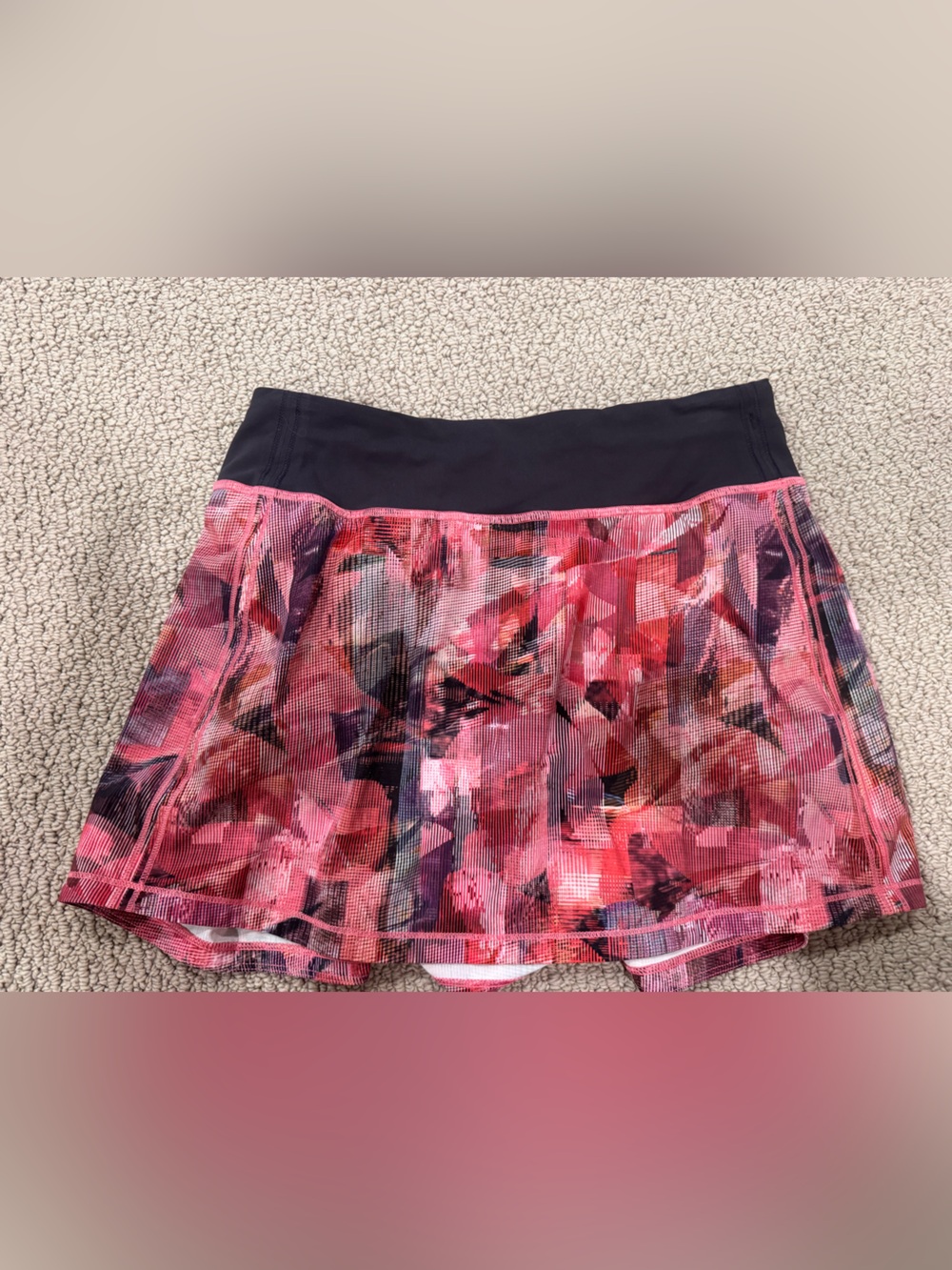 lululemon athletica Pink Multi-Print Athletic Skort with Black Waistband